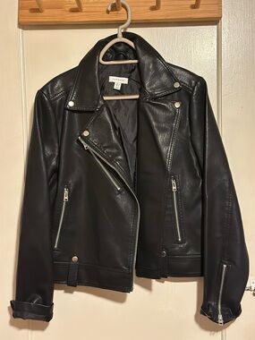 Topshop Black Faux Leather Moto-Style Jacket